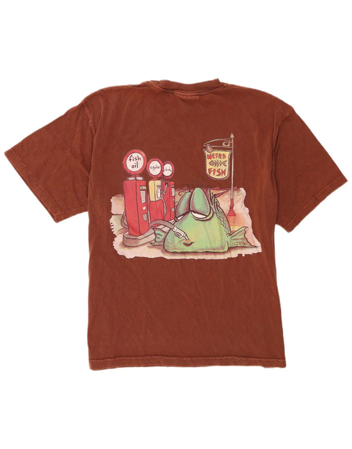 T-shirt grafica da uomo Weird Fish Top XL in cotone marrone
