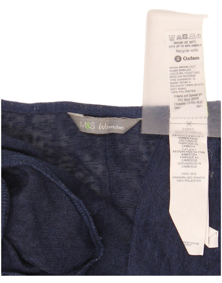 Maglione cardigan da donna Marks & Spencer UK 10 piccolo poliestere blu navy