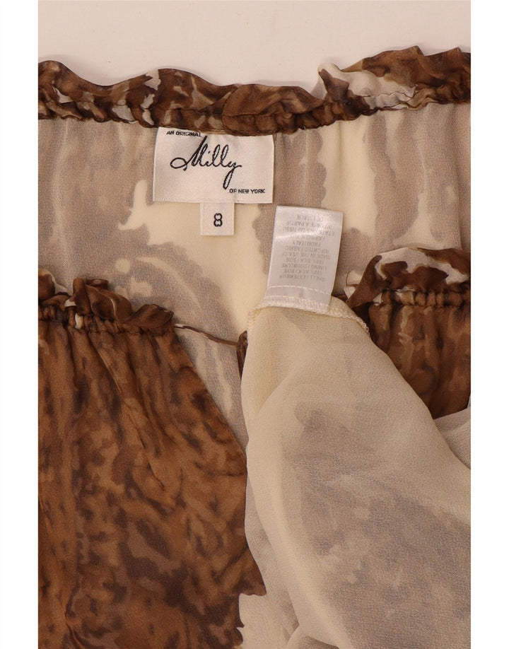 Milly Top da donna con spalle scoperte e maniche a 3/4 US 8 Seta Paisley marrone medio