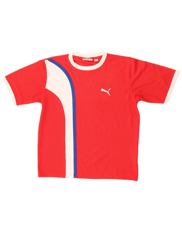 T-shirt da uomo Puma Top rosso medio color block