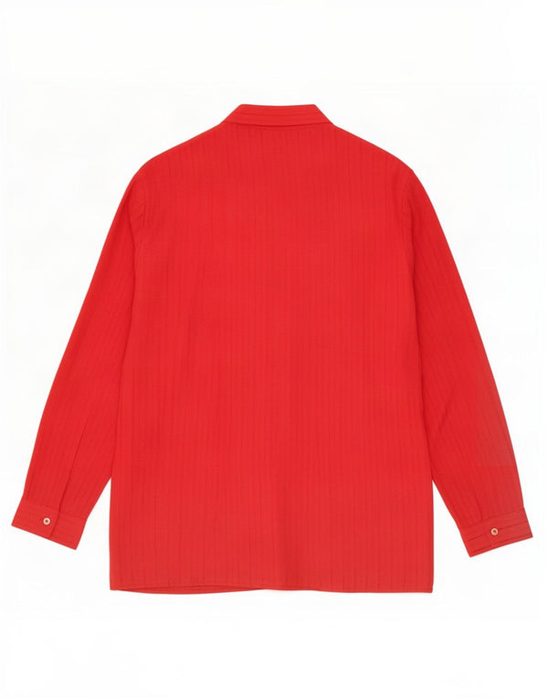 Camicetta vintage da donna a maniche lunghe con allacciatura sul davanti IT 48 XL a righe rosse