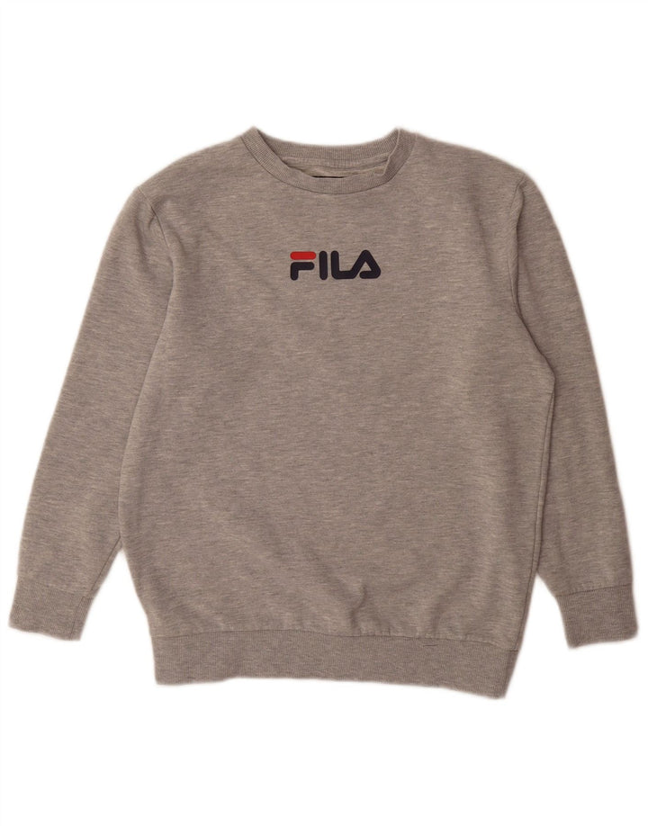 FILA Boys Graphic Sweatshirt Jumper 13-14 Years Grey Polyester