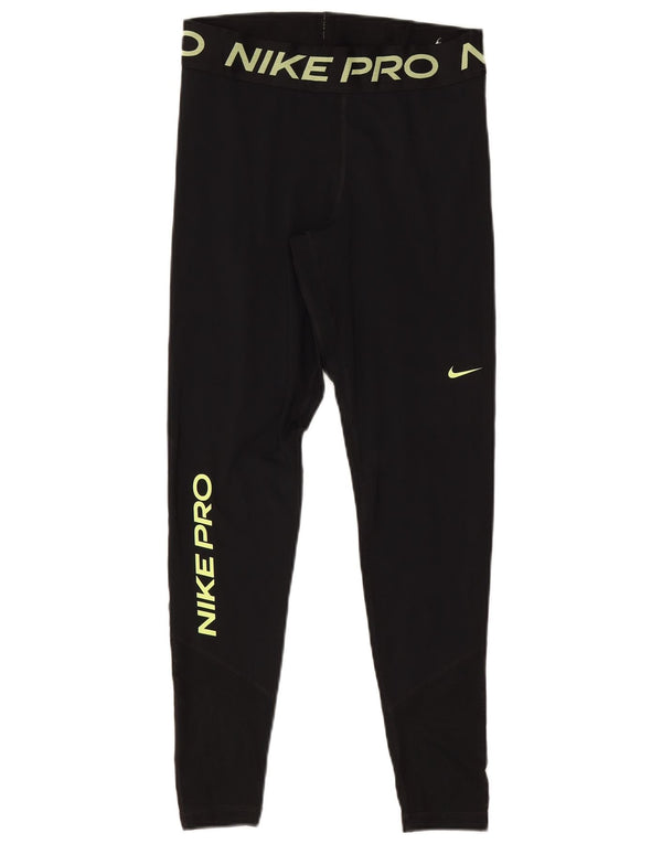 Leggings grafici Nike Dri Fit da donna UK 12 medio nero poliestere