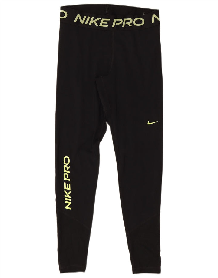 Leggings grafici Nike Dri Fit da donna UK 12 medio nero poliestere