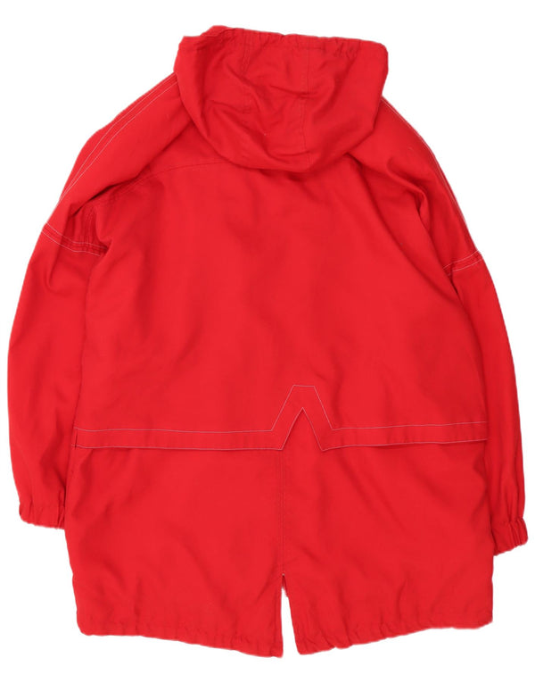 Giacca parka oversize con cappuccio da donna vintage UK 10 piccolo poliestere rosso