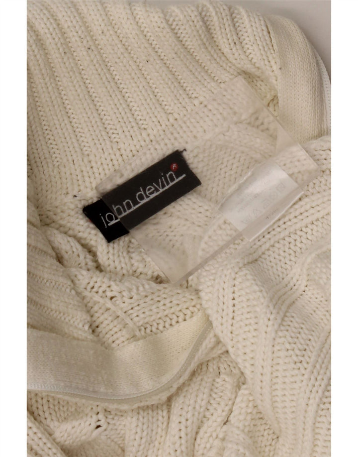 JOHN DEVIN Maglione da uomo con zip e collo piccolo in cotone bianco sporco