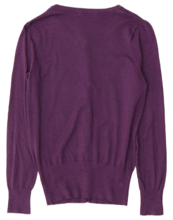 Maglione cardigan da donna Marks & Spencer UK 8 piccolo viscosa viola