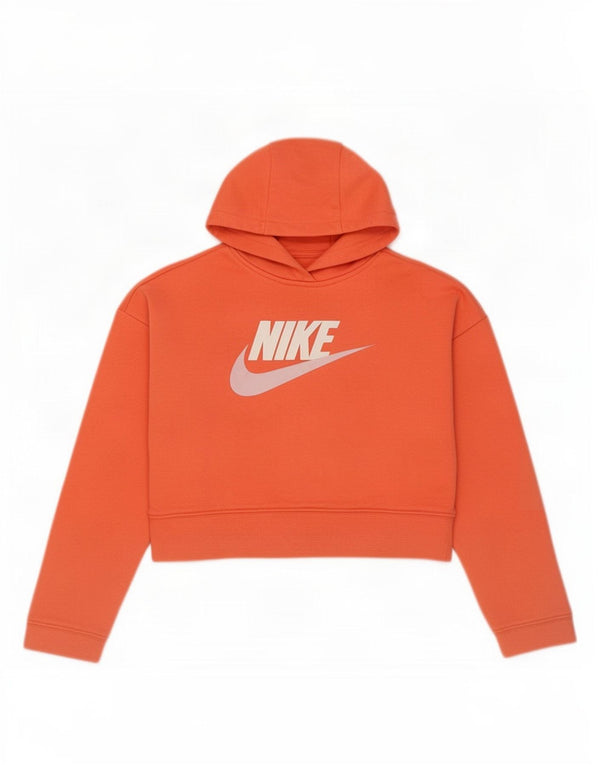 Felpa con cappuccio grafica Nike per ragazze, 10-11 anni, cotone arancione medio