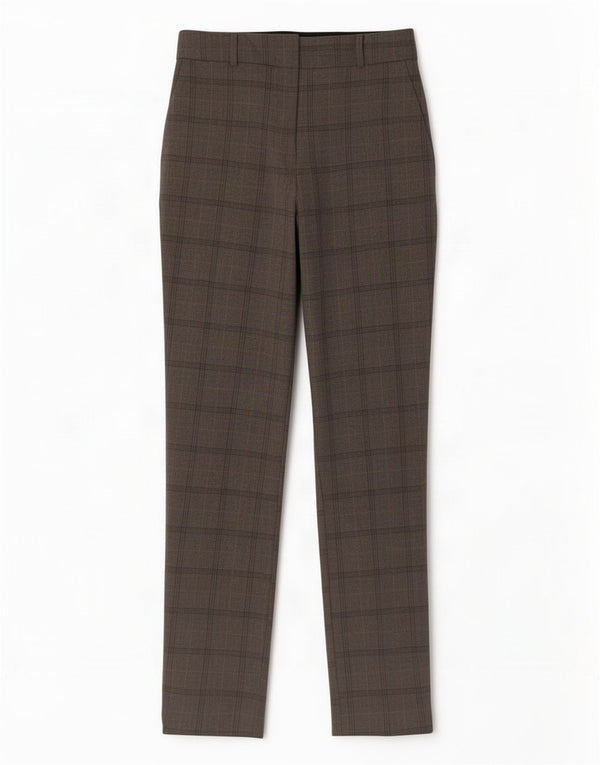Pantaloni da abito affusolati a vita alta da donna Zara XS W24 L26 a quadri grigi