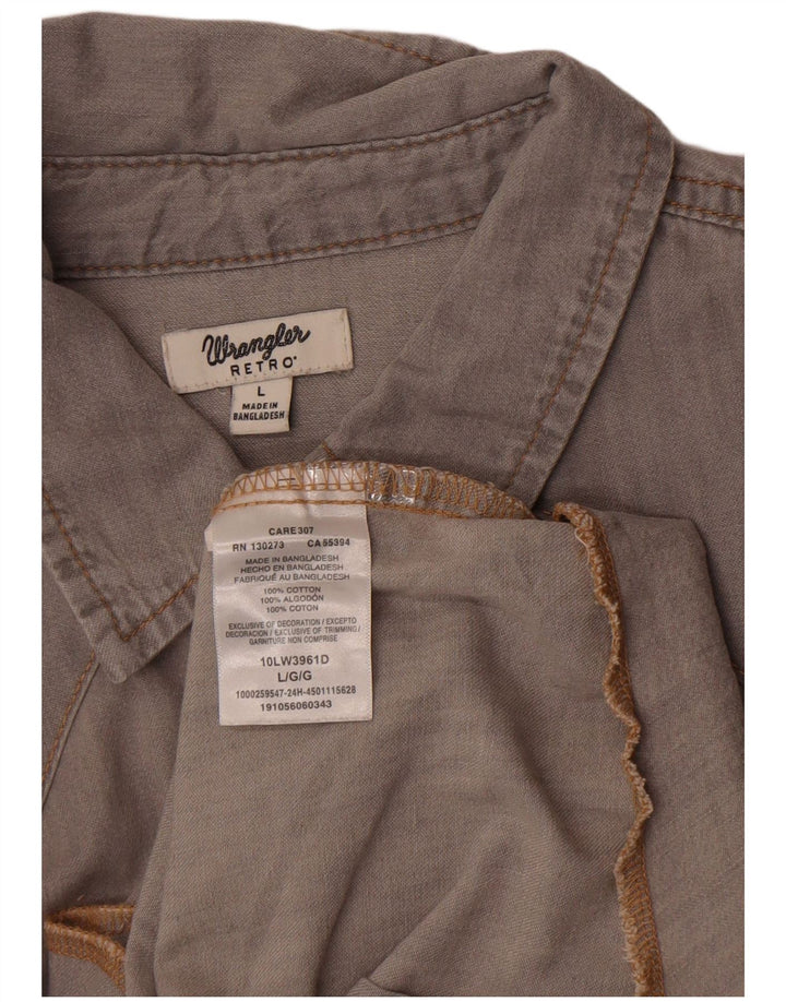 Camicia western da donna Wrangler UK 16 grande cotone grigio