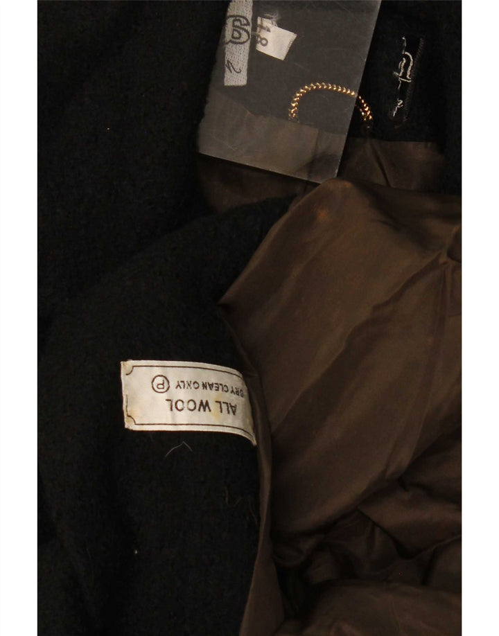 Cappotto doppiopetto vintage da donna UK 18 XL in lana nera