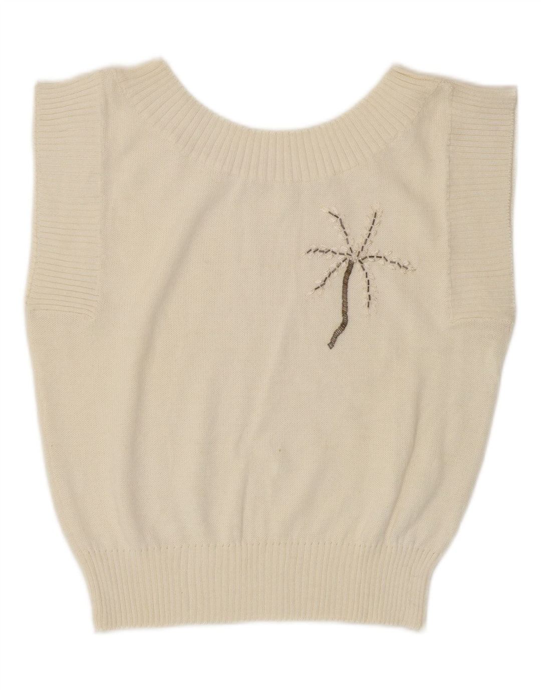 VINTAGE Womens Crop Vest Tank Top UK 14 Medium White