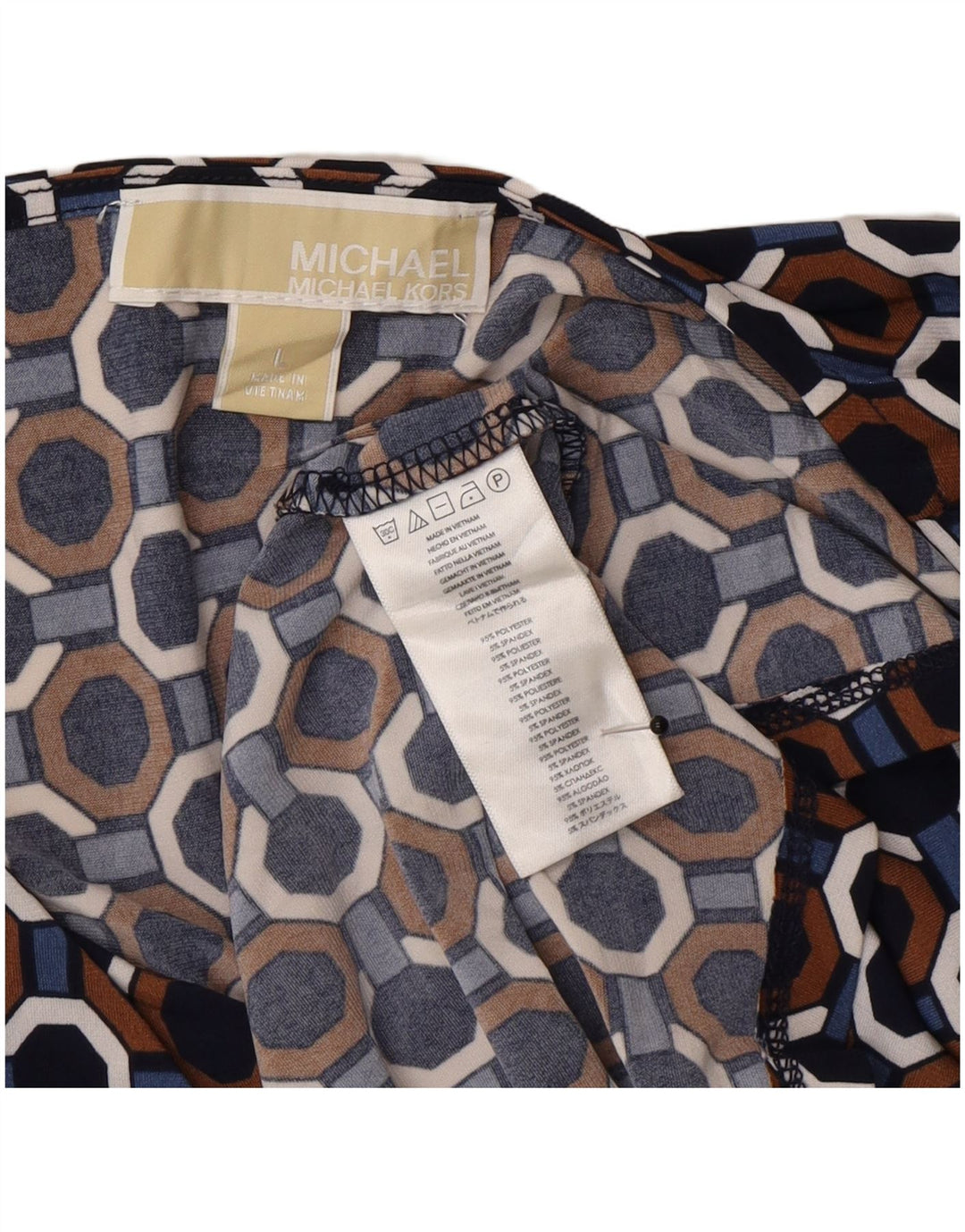 Top camicetta da donna Michael Kors UK 14 grande geometrico multicolore