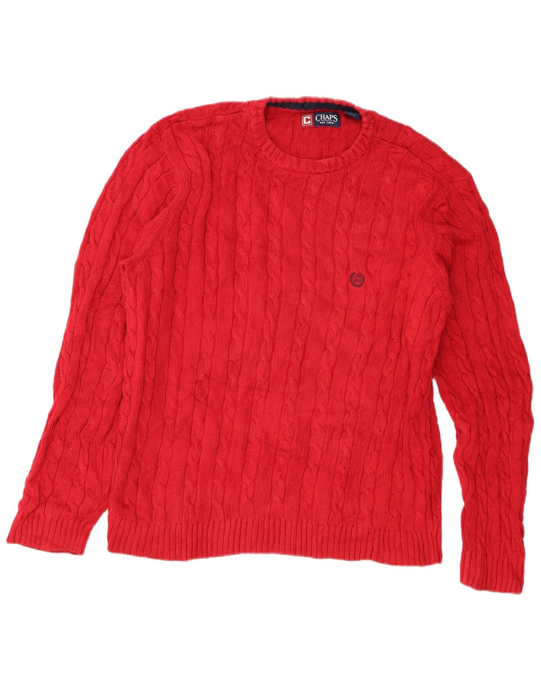 Chaps Uomo Maglione Girocollo Maglione Grande Cotone Rosso