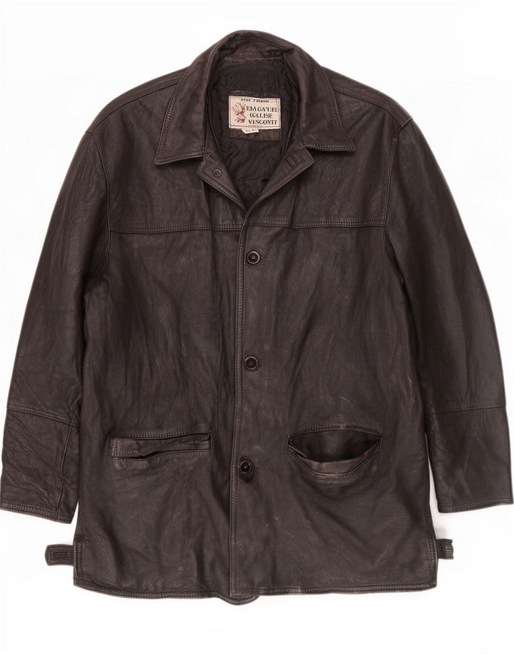 Giacca in pelle vintage da uomo UK 40 grande nera