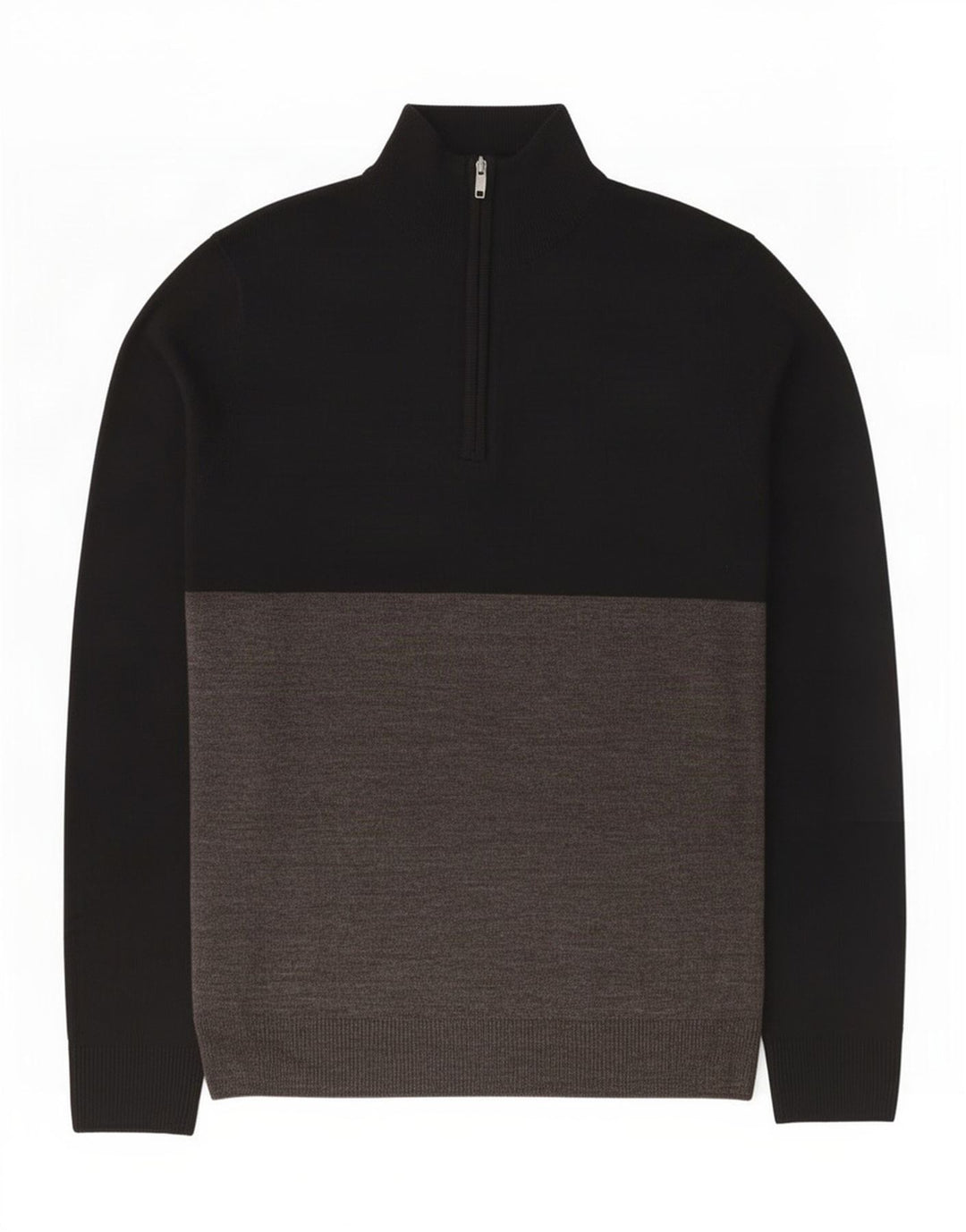 Maglione da uomo con collo con zip French Connection, blocco colore nero medio