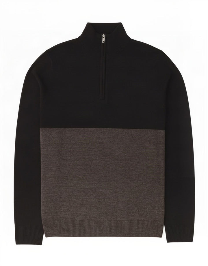 Maglione da uomo con collo con zip French Connection, blocco colore nero medio