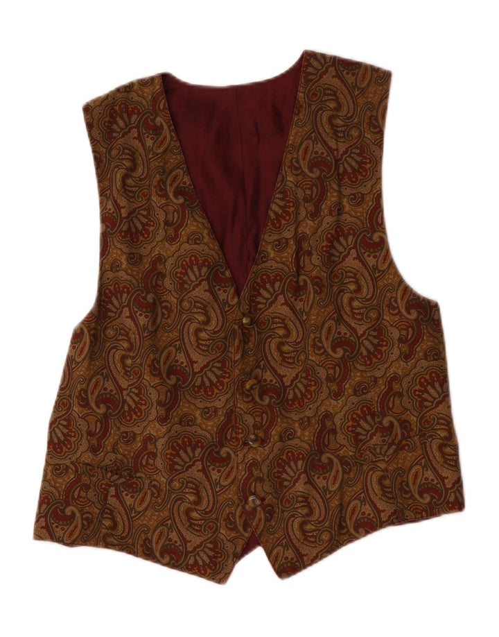 Gilet vintage da uomo con motivo cachemire marrone medio