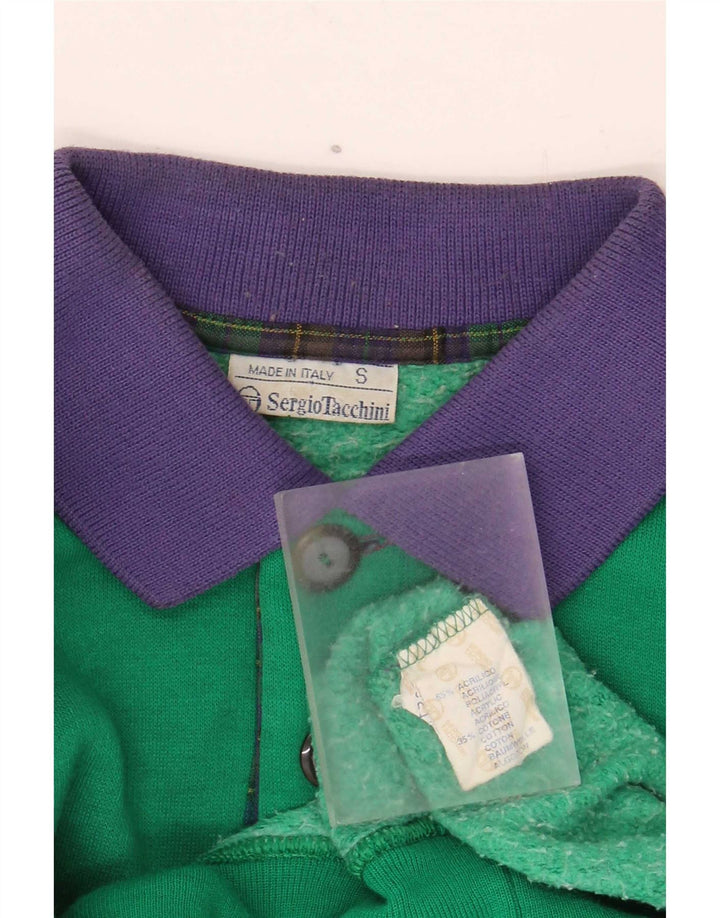 Sergio Tacchini Felpa da uomo con collo alto Maglione piccolo verde color block