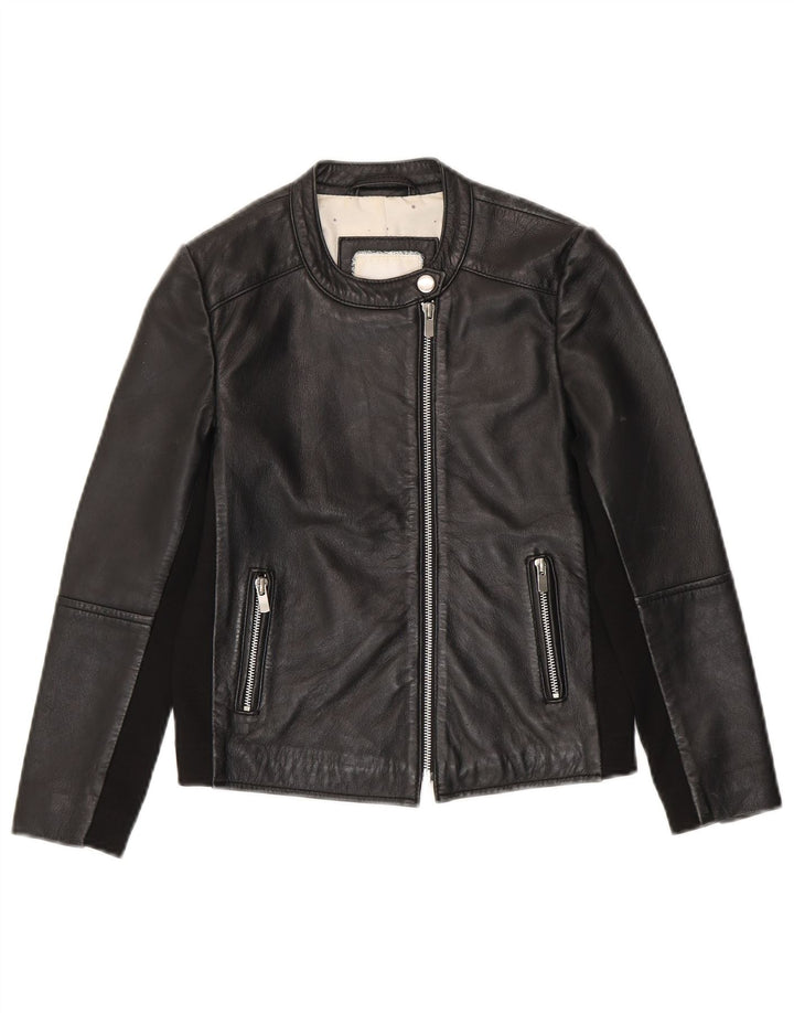 Giacca in pelle da motociclista per ragazze Mango 9-10 anni Nera