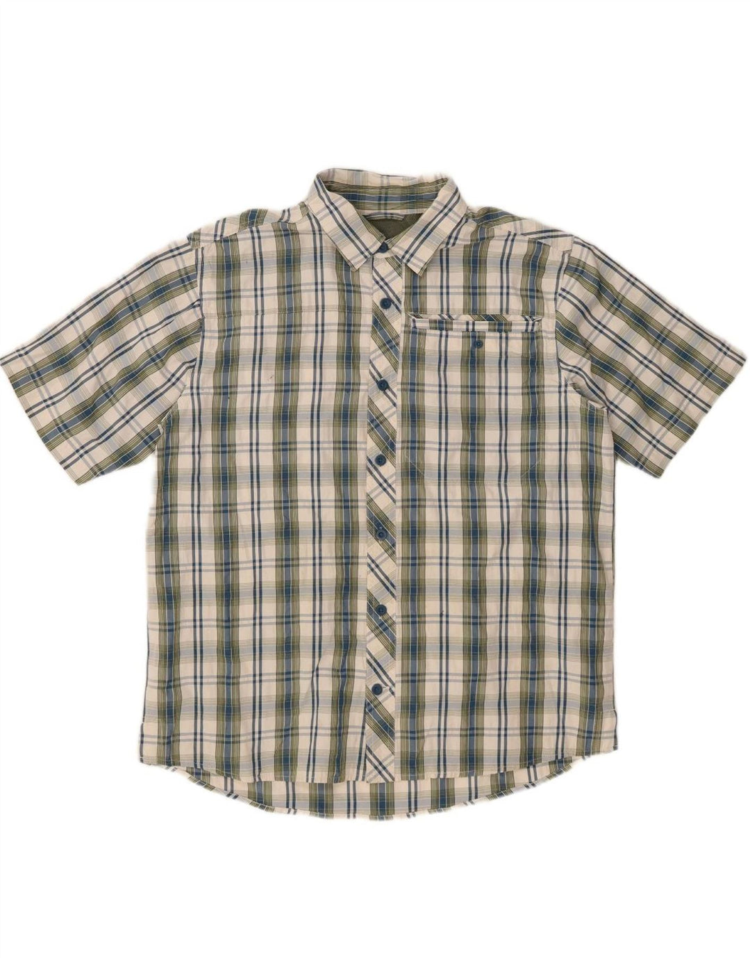 EDDIE BAUER Camicia a maniche corte da uomo Poliestere a quadri kaki medio