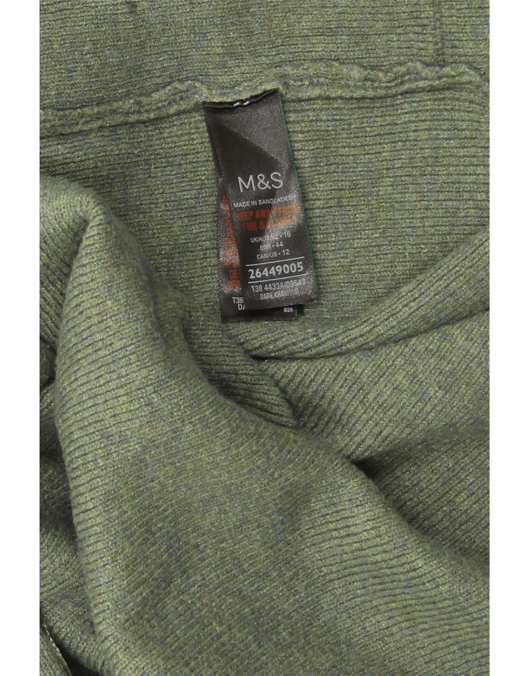 Maglione cardigan aperto lungo da donna Marks & Spencer UK 16 grande kaki