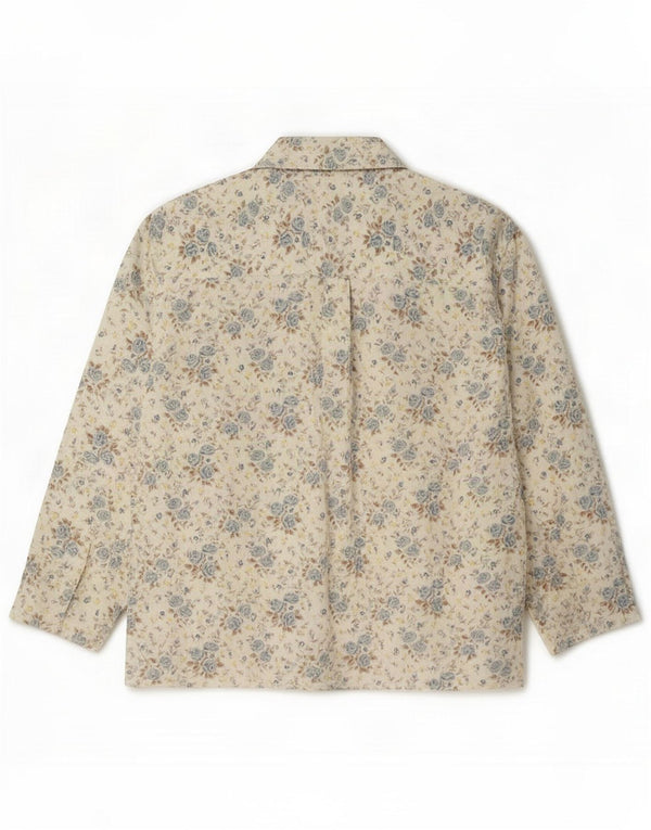 Camicia vintage da donna in flanella UK 18 XL Poliestere floreale bianco