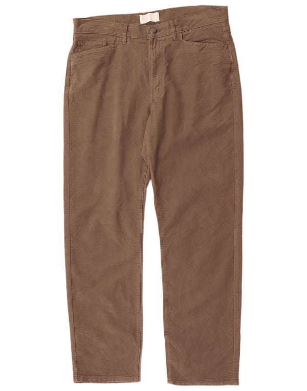 Pantaloni casual dritti da uomo Marks & Spencer W34 L31 cotone grigio