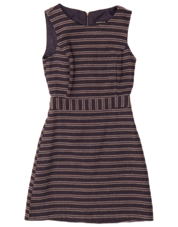 Abito da donna a trapezio senza maniche Warehouse UK 6 XS blu navy a righe