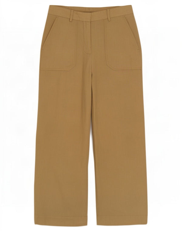 Pantaloni a gamba larga a vita alta da donna Massimo Dutti EU 38 Small W28 L25 Beige
