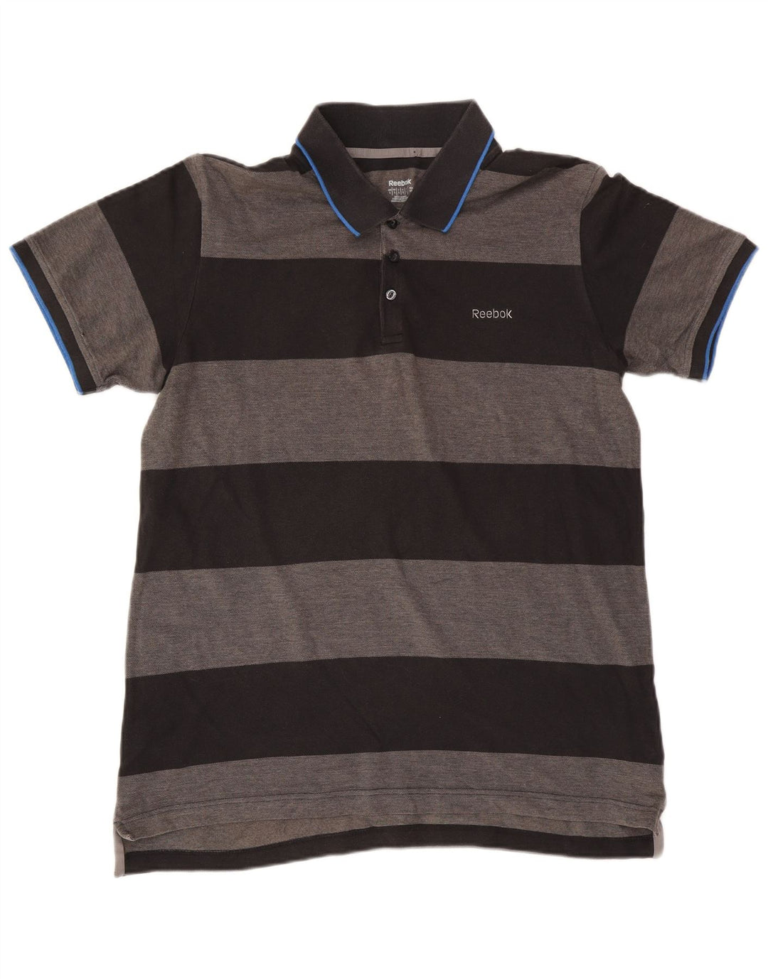 Polo da rugby da uomo Reebok grande in cotone a righe grigie
