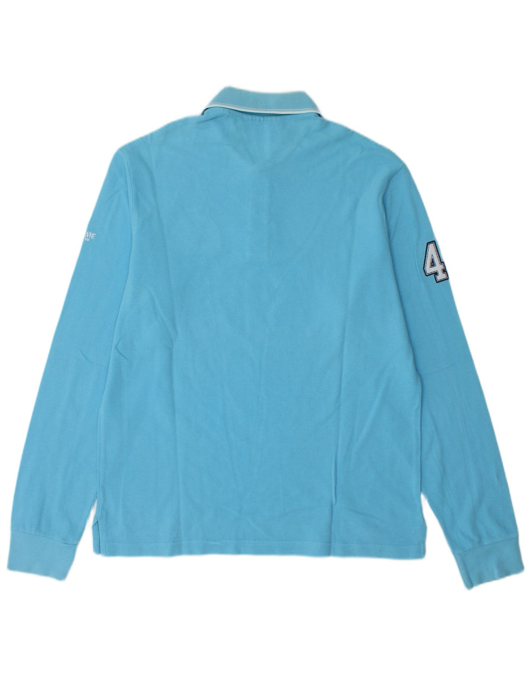 Polo da uomo a maniche lunghe grafica MURPHY & NYE grande in cotone blu