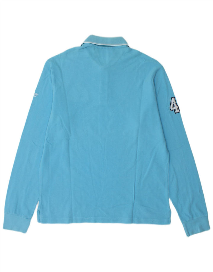 Polo da uomo a maniche lunghe grafica MURPHY & NYE grande in cotone blu