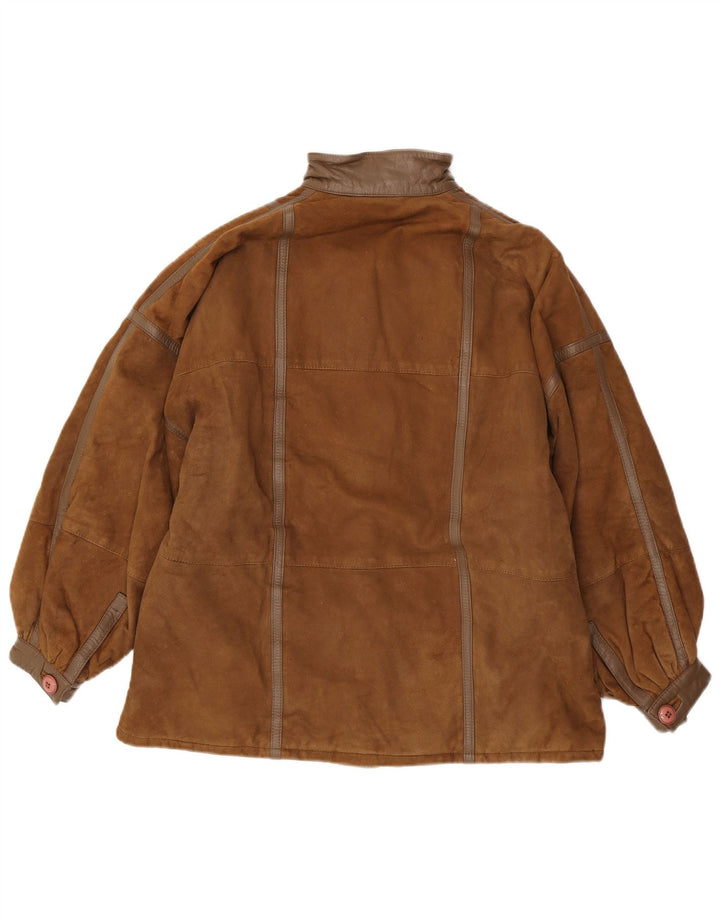 Giacca vintage oversize in pelle scamosciata da donna IT 42 Marrone medio