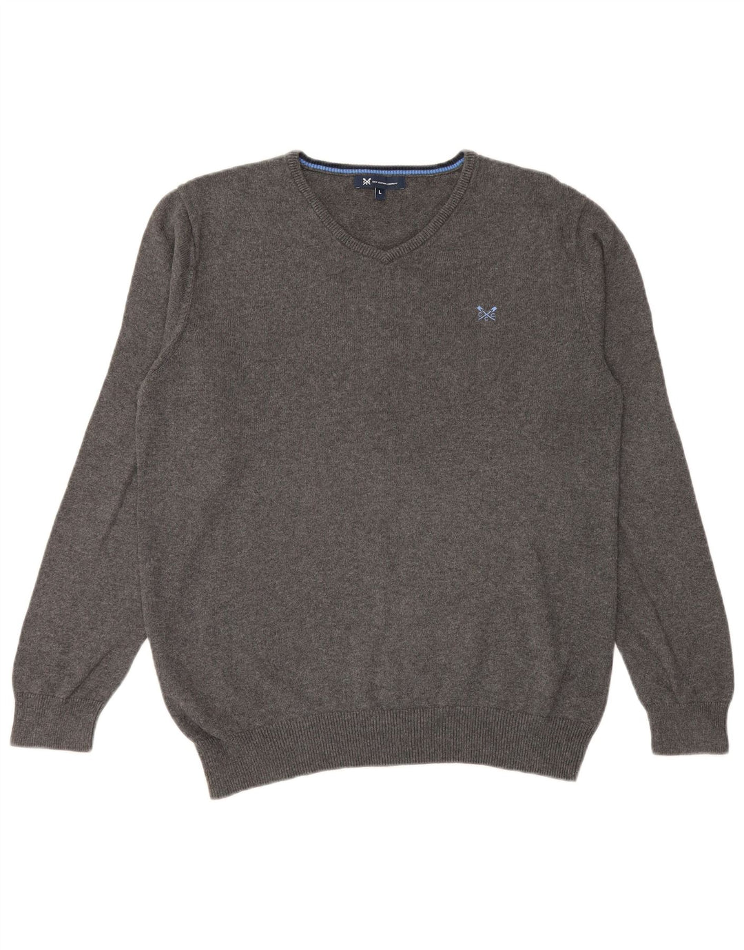Crew Clothing Maglione da uomo con scollo a V grande cotone grigio