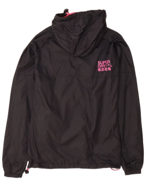 Giacca antipioggia da donna con cappuccio grafico Superdry UK 6 XS nylon nero
