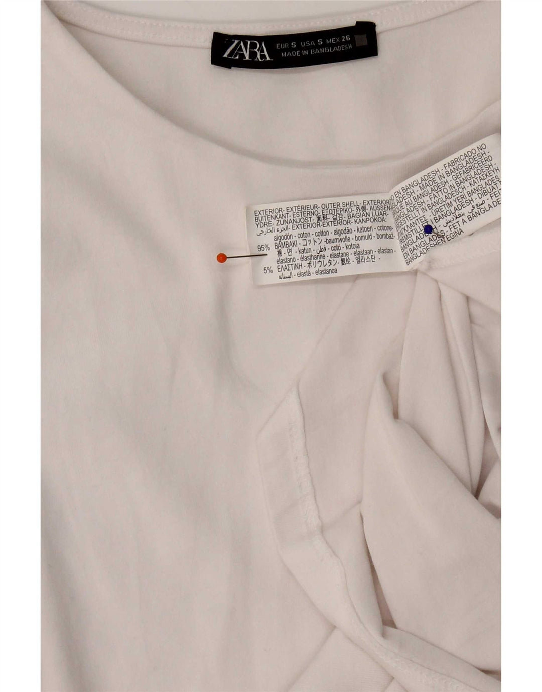 Top Zara da donna a maniche lunghe UK 8 Small in cotone bianco