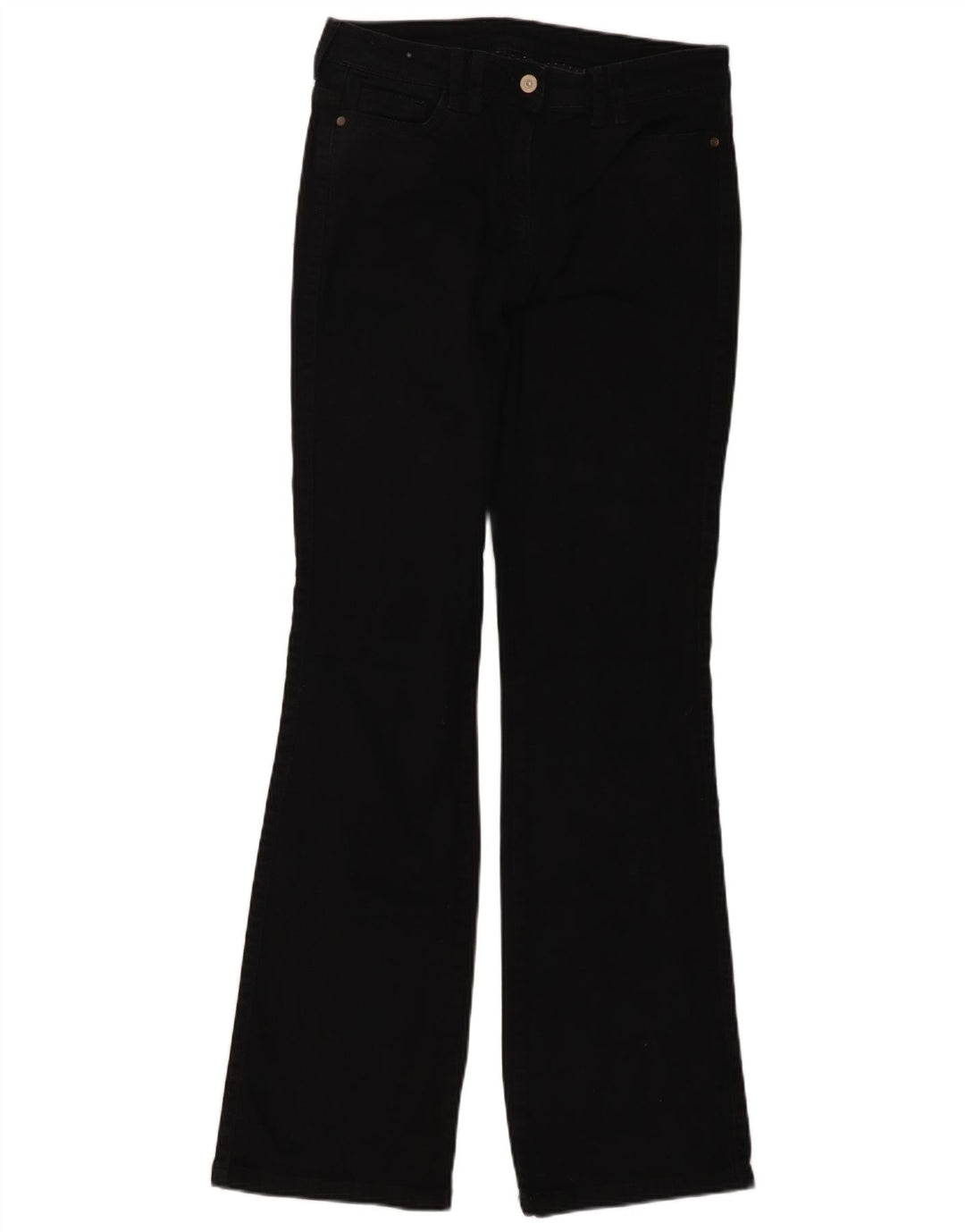 Jeans bootcut lunghi da donna Marks & Spencer UK 10 piccoli W28 L33 cotone nero