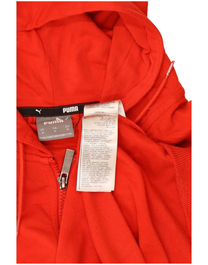 Felpa con cappuccio e zip da uomo Puma in cotone rosso medio