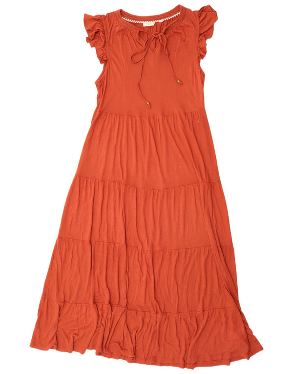 Abito lungo da donna con volant Fat Face UK 14 Large in viscosa arancione