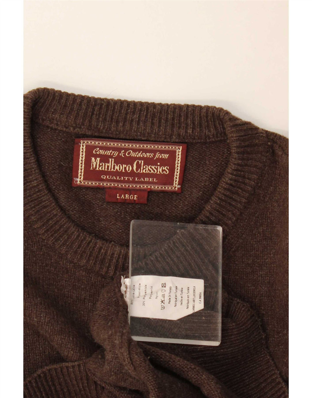 Marlboro Classics Maglione da uomo girocollo maglione grande lana marrone