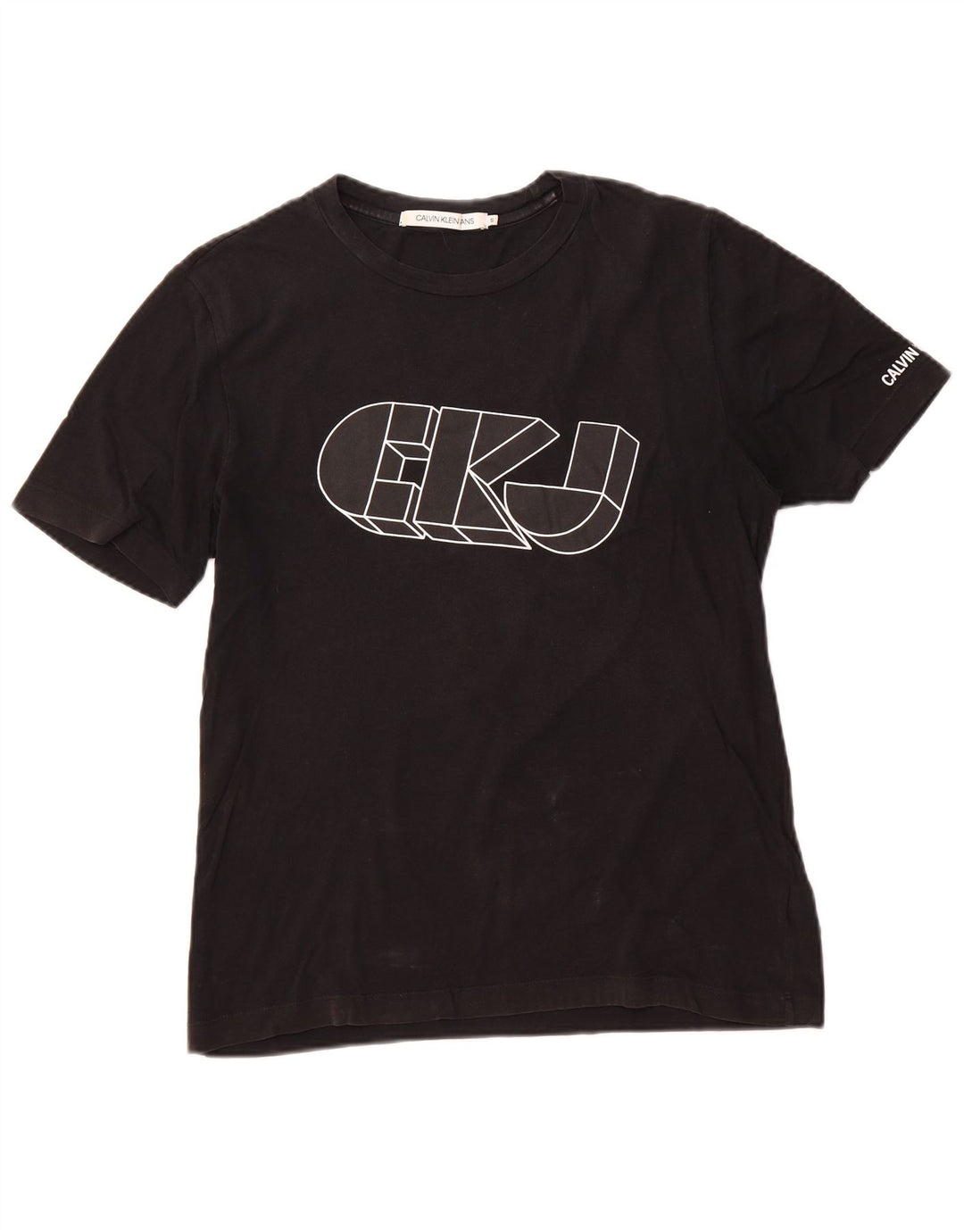 CALVIN KLEIN JEANS T-shirt grafica da uomo Top piccola in cotone nero
