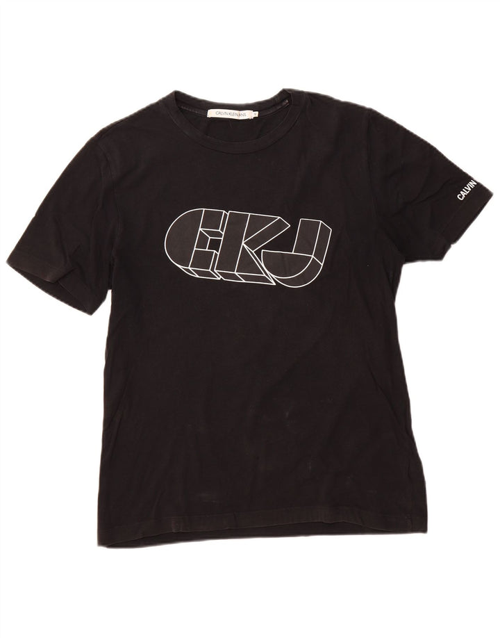 CALVIN KLEIN JEANS T-shirt grafica da uomo Top piccola in cotone nero