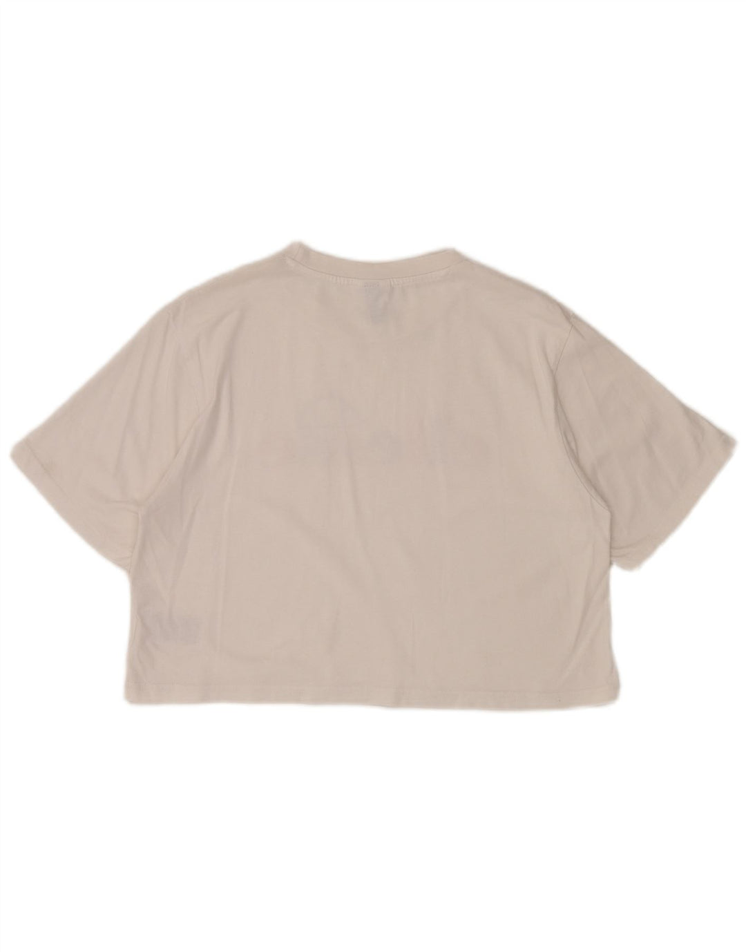 ELLESSE T-shirt grafica da donna corta Top UK 12 Cotone bianco medio