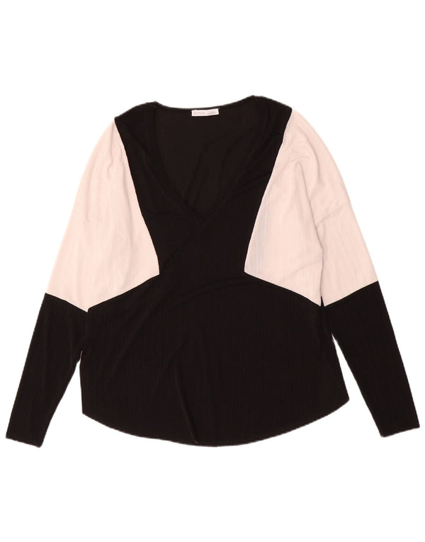 Top Zara da donna a maniche lunghe UK 10 Small Nero Colourblock