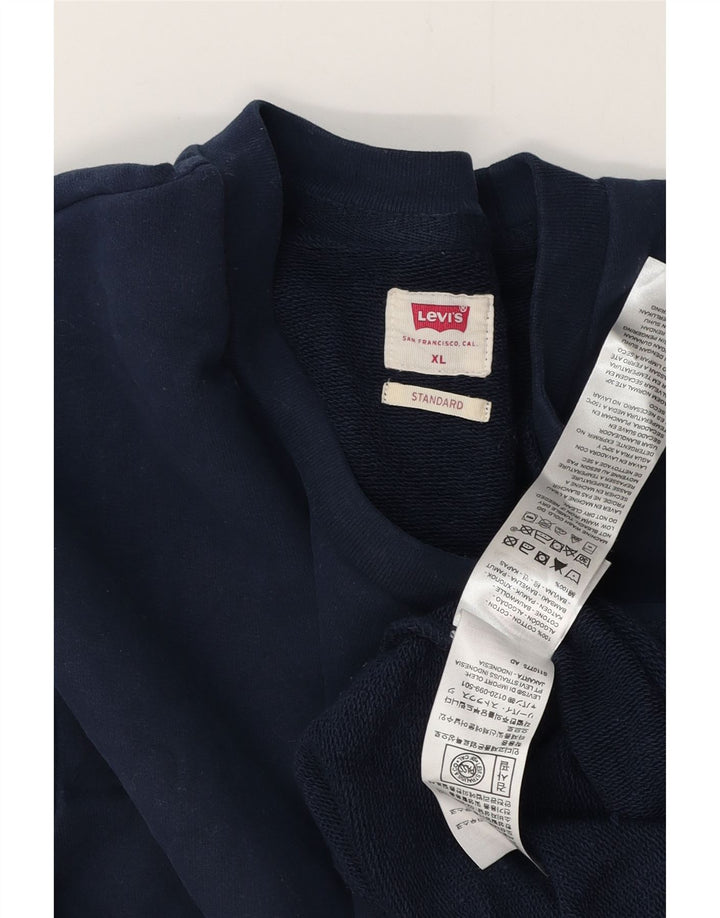 LEVI'S Felpa da uomo con vestibilità standard, maglione XL, cotone blu navy