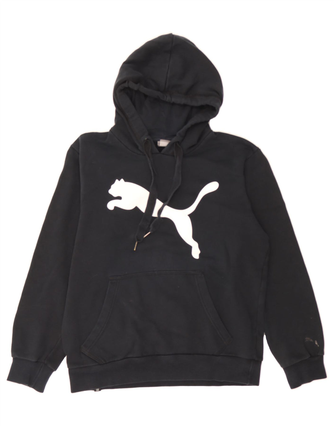 PUMA Mens Graphic Hoodie Jumper Small Black Cotton Vintage Puma and Second-Hand Puma from Messina Hembry 
