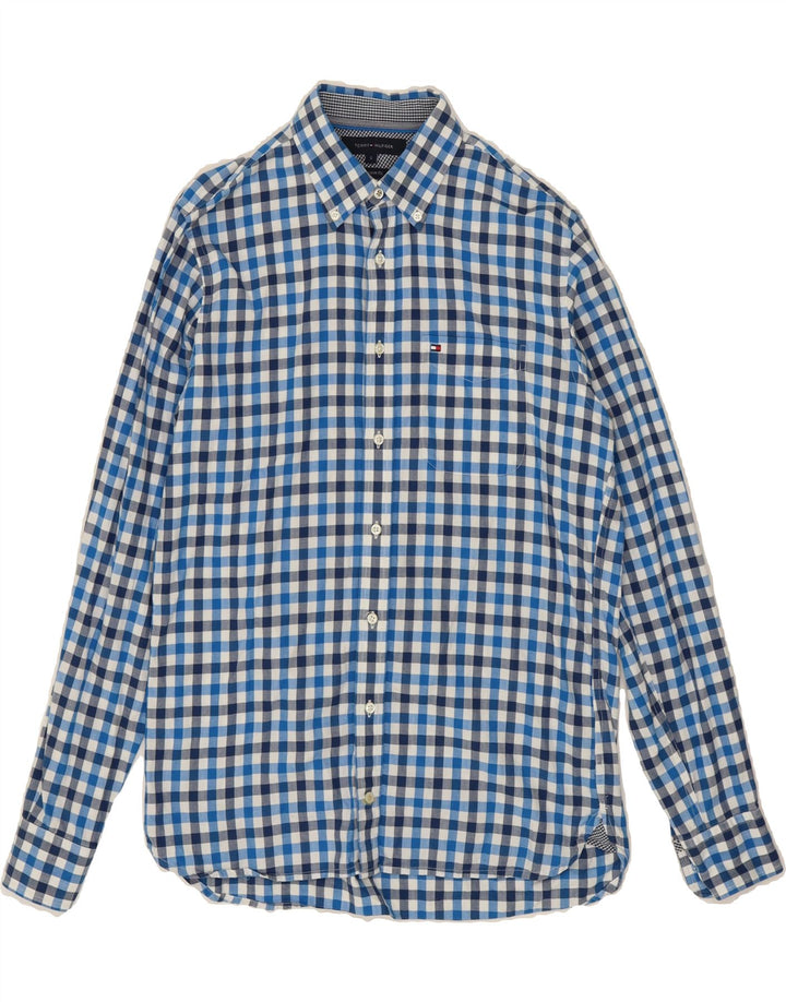 TOMMY HILFIGER Mens Custom Fit Shirt Small Blue Gingham Cotton Vintage Tommy Hilfiger and Second-Hand Tommy Hilfiger from Messina Hembry 