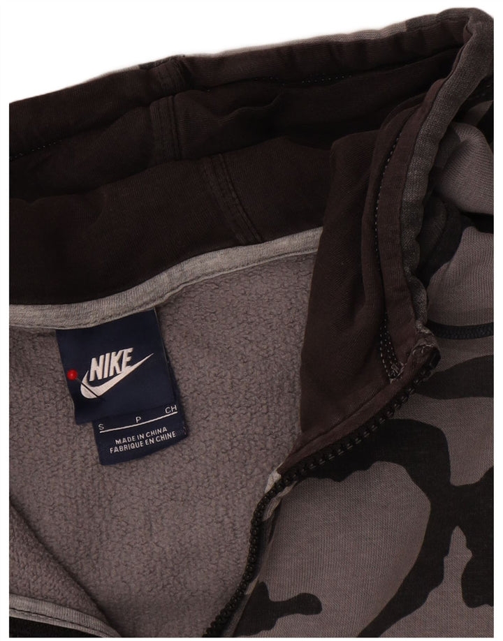 Felpa con cappuccio e zip Nike da uomo, piccola, in cotone mimetico grigio