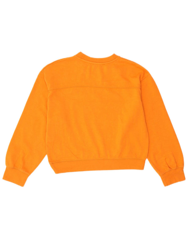 Zara Womens Crop Sweatshirt Jumper UK 14 Medium Orange Polyester